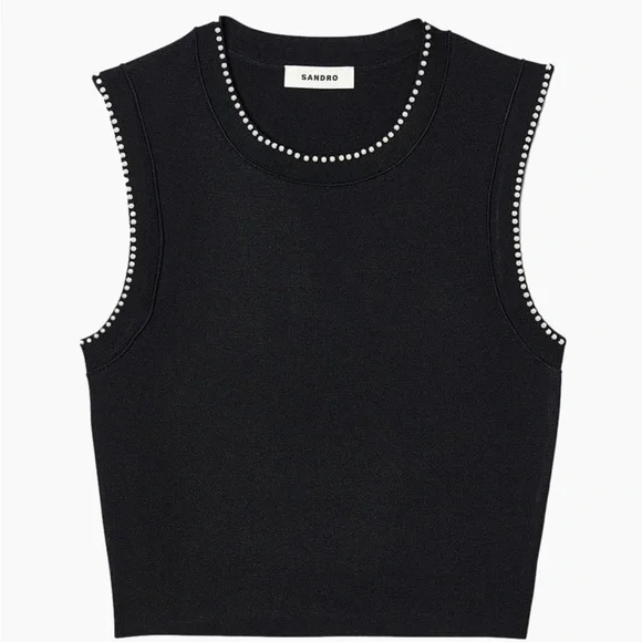 トップス sandro Sandro | Tops | Nwot Sandro Gild Faux Pearl Embellished Knit